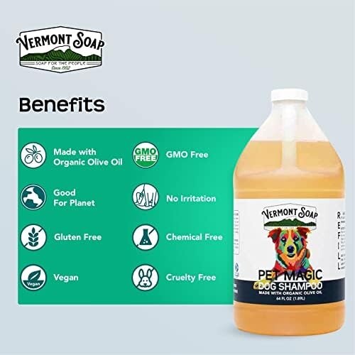 Gentle Organic Dog Shampoo with Olive Oil & Coconut for Sensitive Skin - 64oz