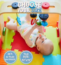 Load image into Gallery viewer, Soft &amp; Easy-Clean Kids Play Mat - 12x12 Interlocking Foam Tiles in Bright Colors