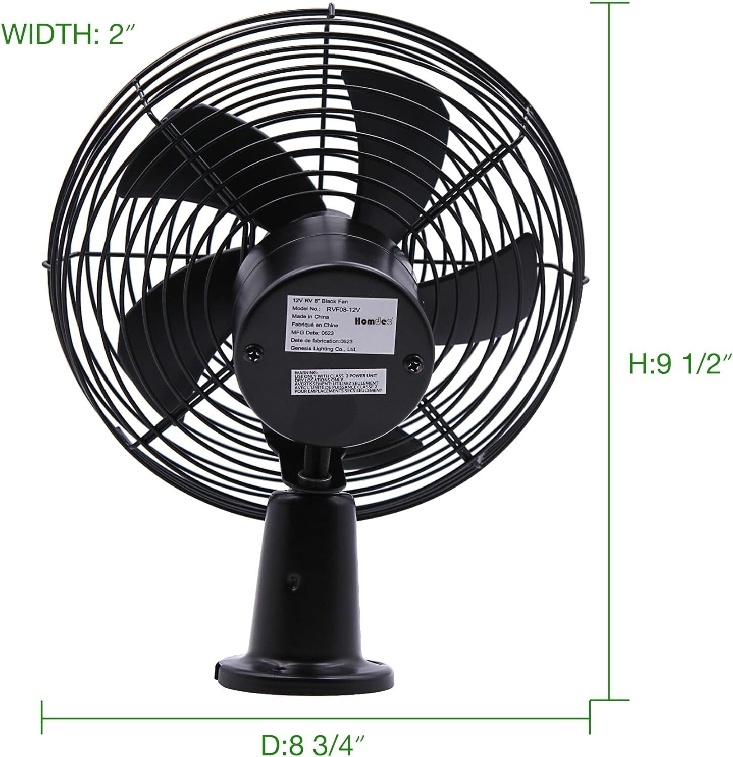 Versatile 12V Metal Fan with 2-Speed Control for Rapid Cooling in All Vehicles