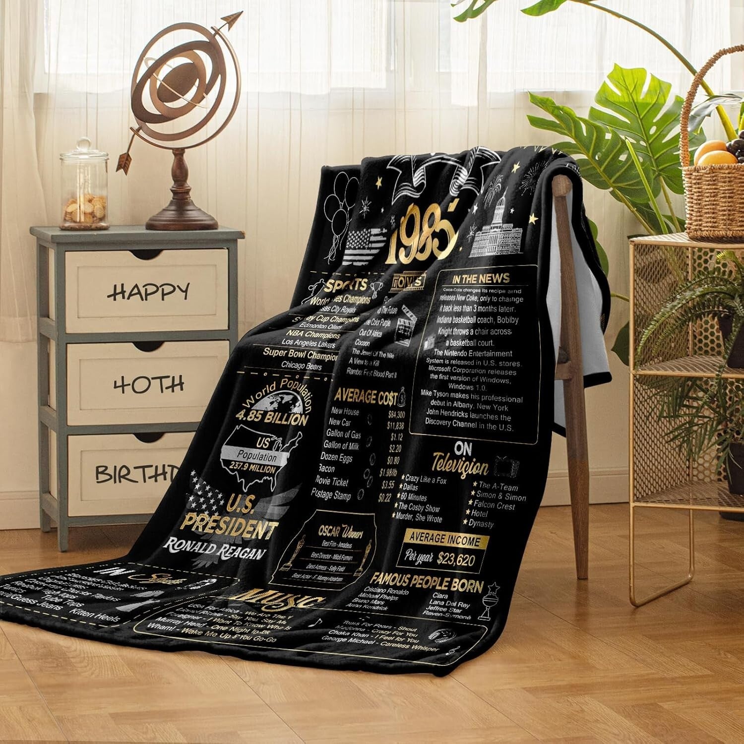 Golden 1985 Fleece Throw Blanket - Perfect 40th Birthday & Anniversary Gift