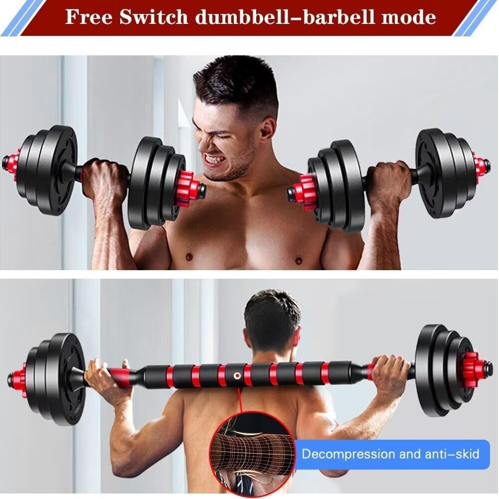 44 lbs Adjustable Dumbbells Set: Convert to Barbell for Versatile Home Training