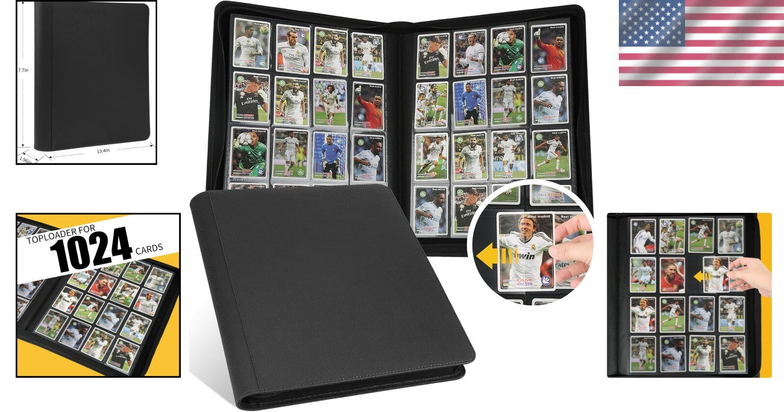 16-Pocket PU Leather Card Binder - Protect & Showcase 1000+ Trading Cards