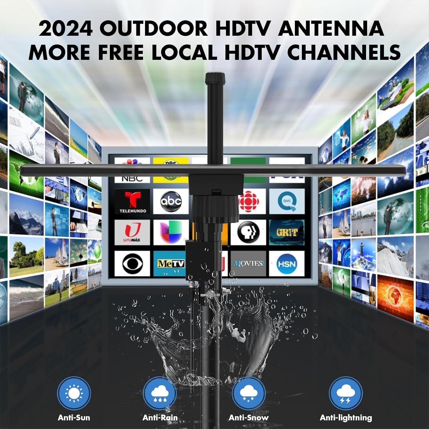 Dual Polarized 2025 Outdoor TV Antenna: 99 Channels & 35ft Cable Included