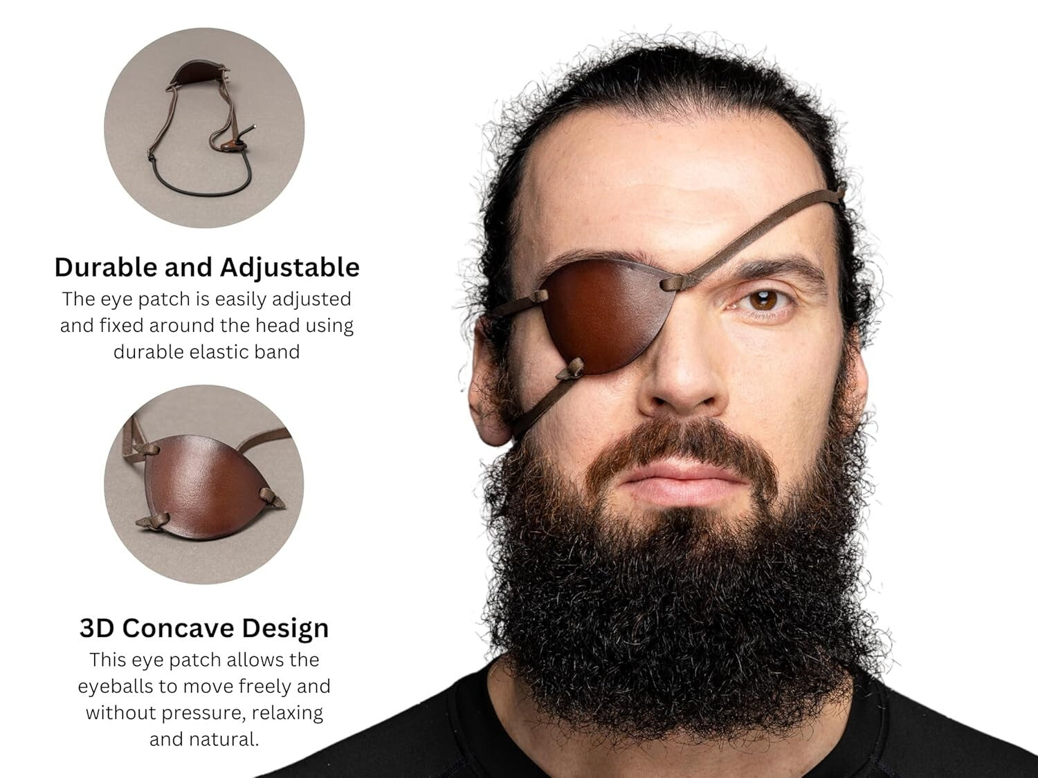 Adjustable Black Leather Eye Patch - Stylish Punished Snake Cosplay Accessory
