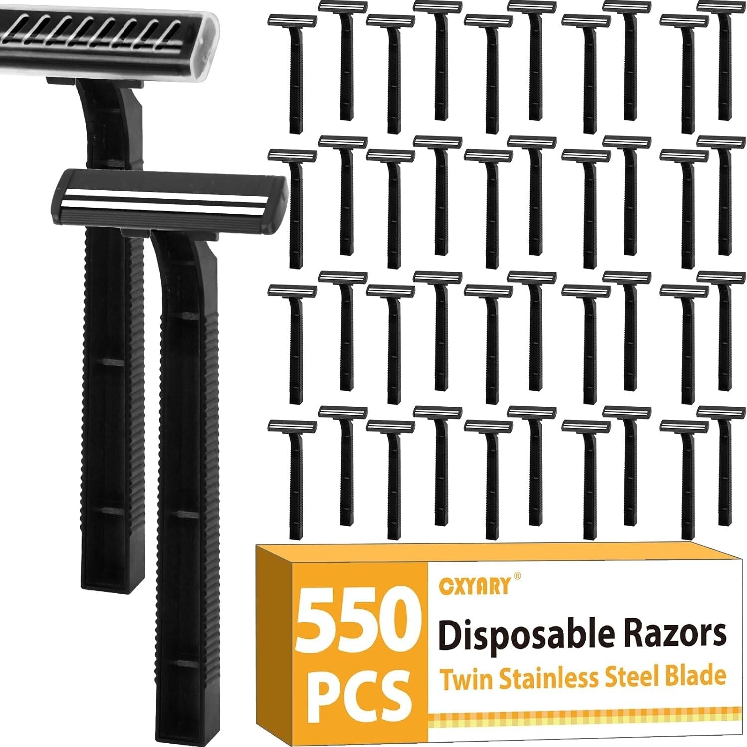Bulk 550 Count Stainless Steel Disposable Razors for Men & Women - Travel Ready