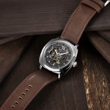 Load image into Gallery viewer, Men's Waterproof 30M Automatic Watch with Skeleton Dial &amp; Leather Strap - 45mm