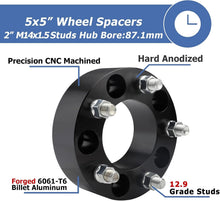 Load image into Gallery viewer, CNC Machined Black 2 Inch Wheel Spacers with Forged 6061-T6 Aluminum - Set of 4