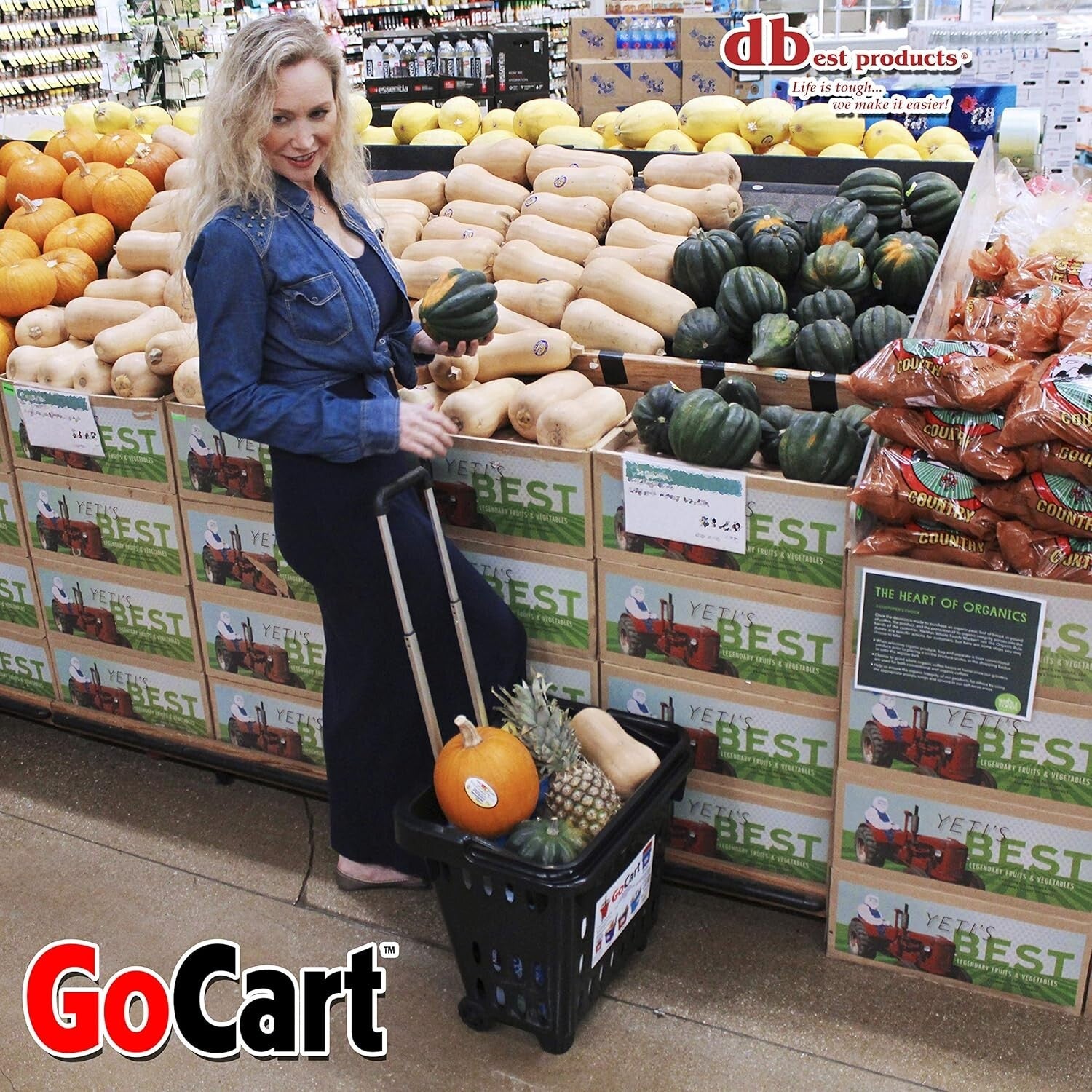 GoCart Utility Rolling Basket: 100 Pounds Capacity for Effortless Transport