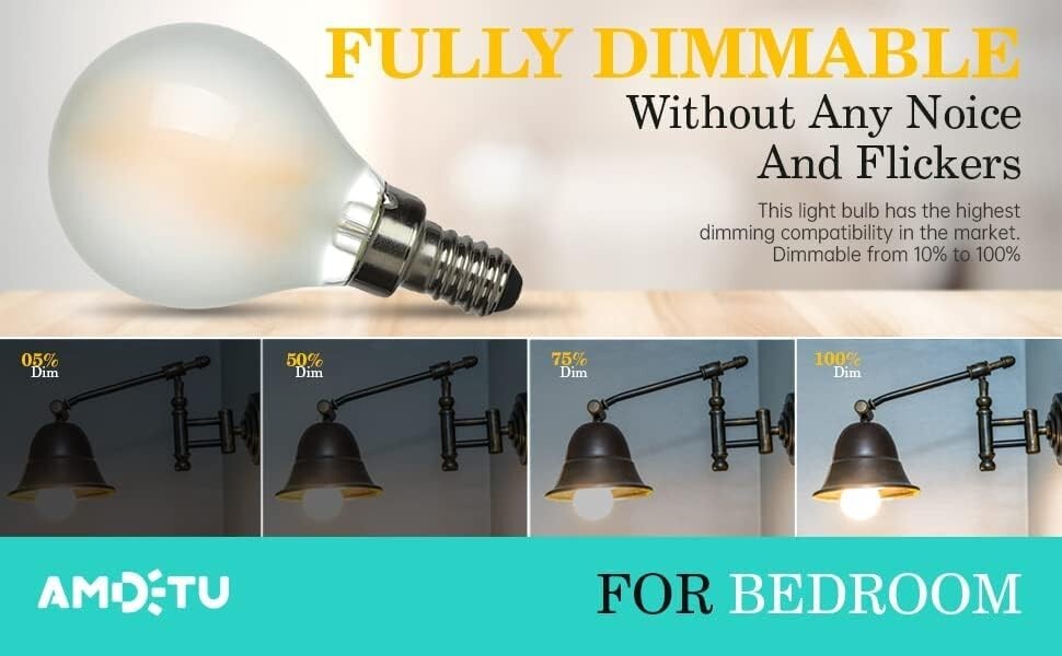Flicker-Free 2700K Soft White E12 Dimmable LED Bulbs, 12 Pack for Cozy Lighting