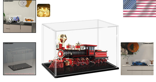 Elegant Clear Acrylic Display Case with Black Base - Protect Your Collectibles