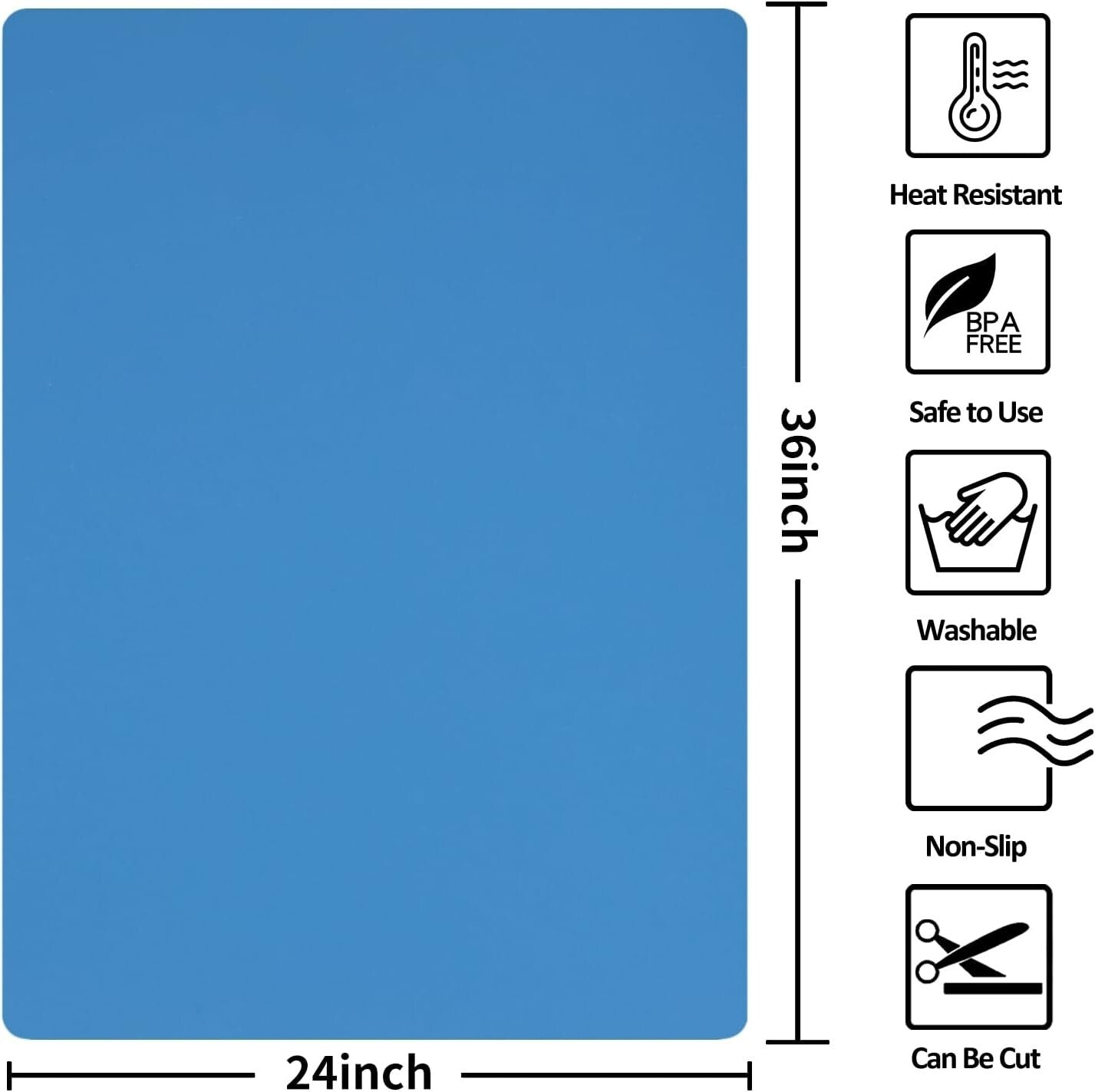 Thick 2mm Silicone Craft and Kitchen Mat 36x24” – Easy Clean & Reusable