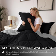 Load image into Gallery viewer, Luxurious Black and Grey California King Comforter Set - Soft Microfiber Bedding