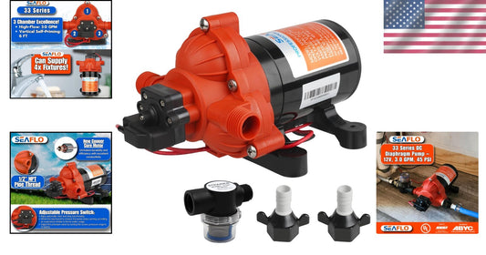 12V Self-Priming Water Pump 3.0 GPM - Automatic Pressure Switch & Quiet Design