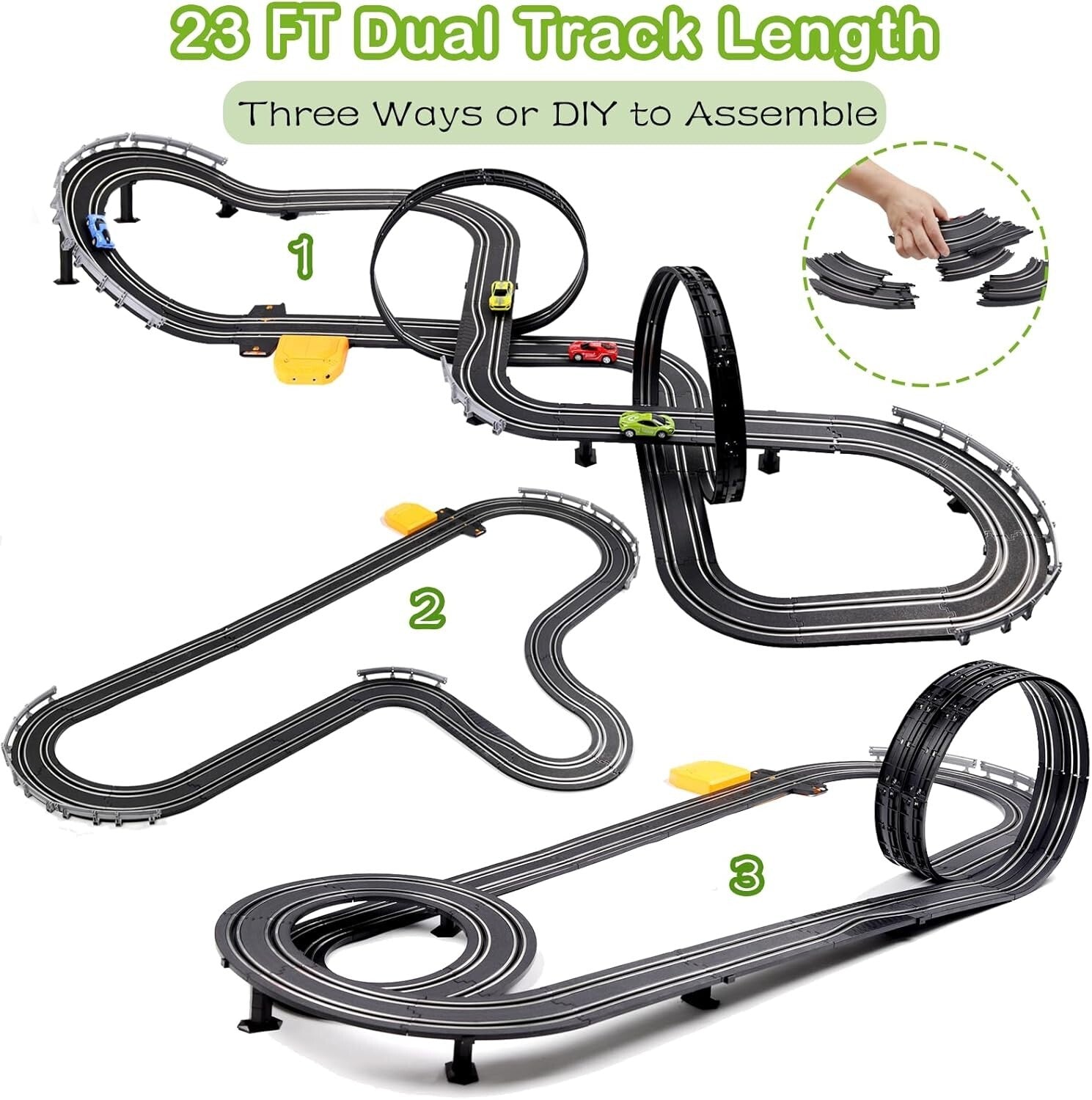 Complete Slot Car Racing Set with 23ft Track, 4 Cars & Competitive Lap Counters