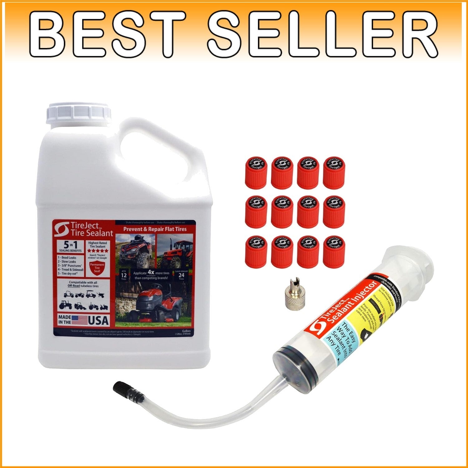 Eco-Friendly 5-in-1 Tire Repair Sealant - 1 Gallon Kit for All-Terrain Vehicles