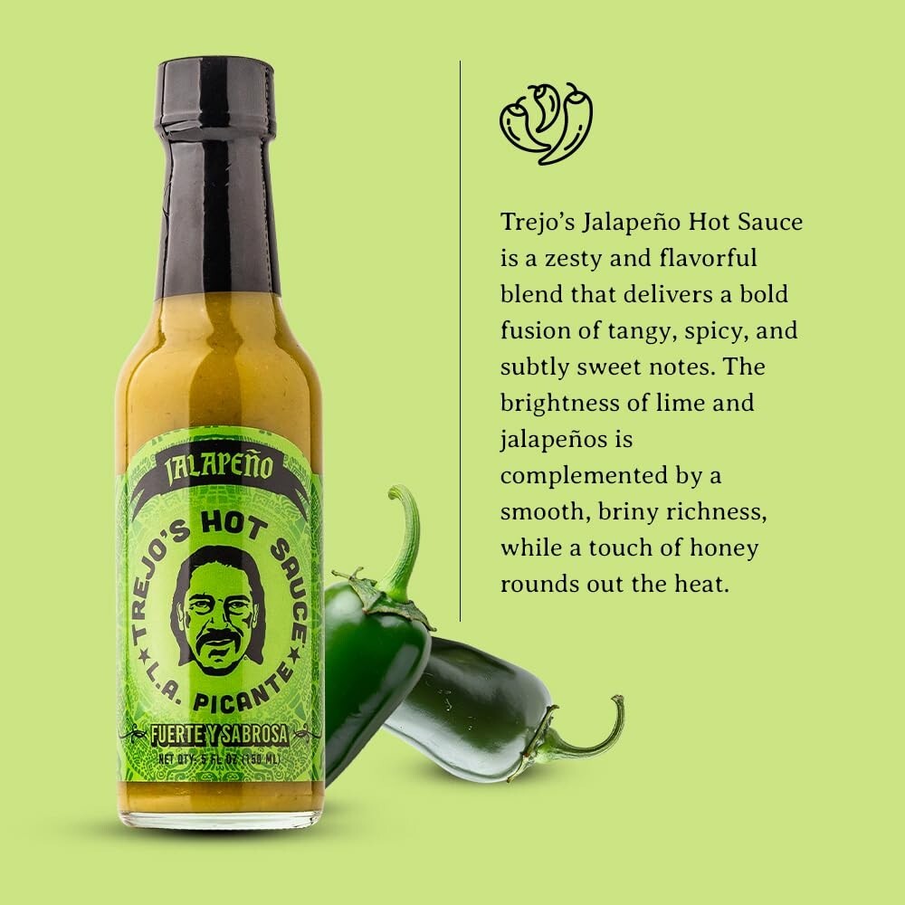 Flavorful Trejo's Hot Sauce with Lime, Honey & Green Olives | Non-GMO | 12 Count