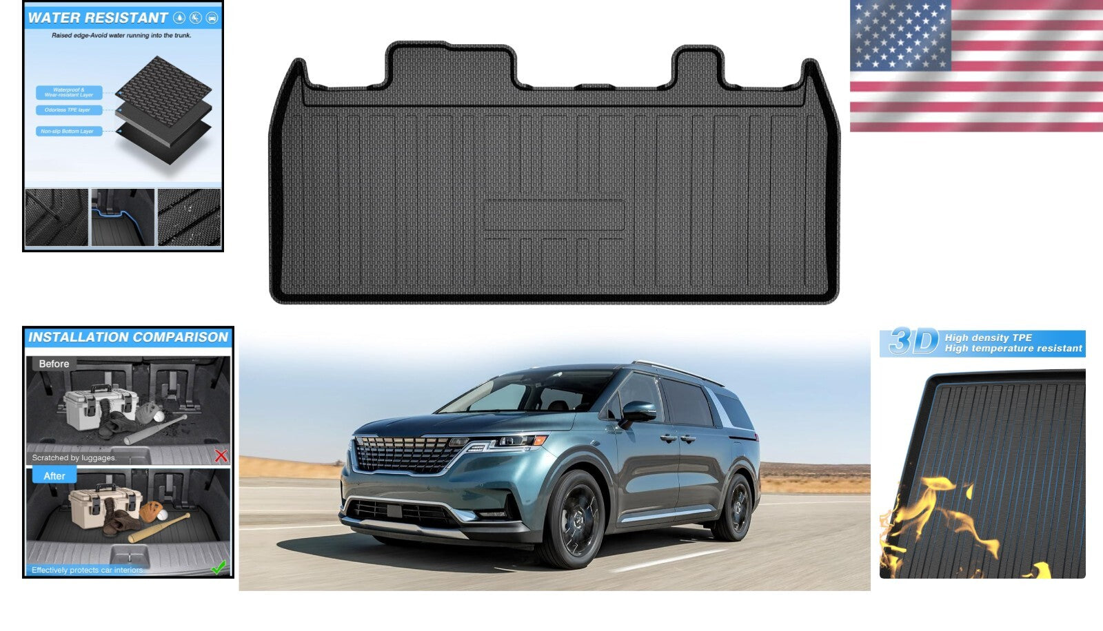 Custom-Fit Trunk Liner for Kia Carnival (2022-2025) - Water-Resistant & Non-Slip