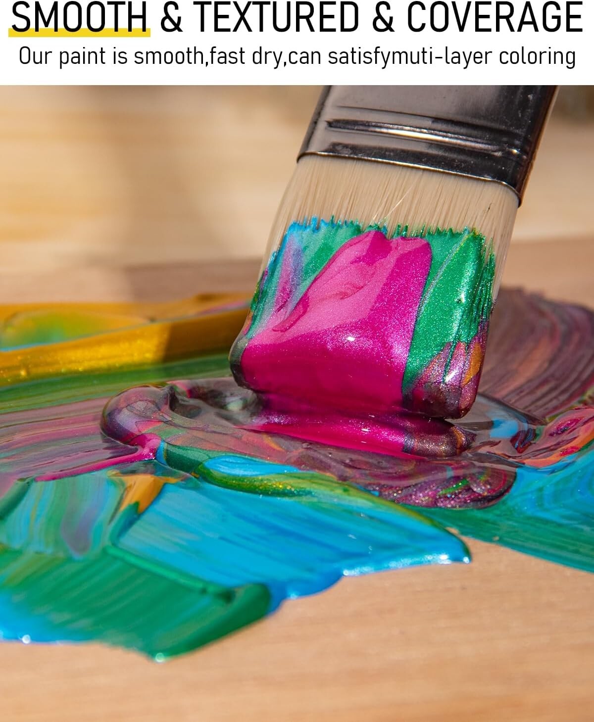20 Color Metallic Acrylic Paint Set (8.45 Oz Each) - Non-Toxic, Quick-Dry Art...