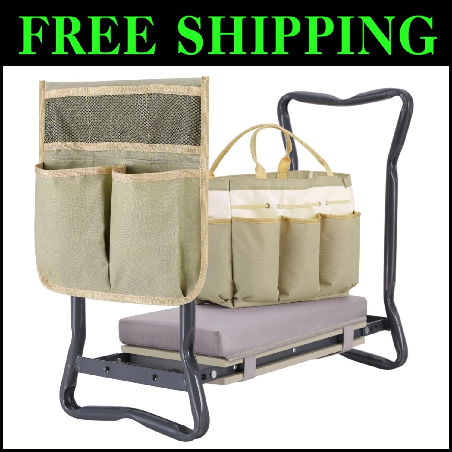 Versatile Folding Garden Stool with Extra Kneeling Pad - Supports 330 lbs