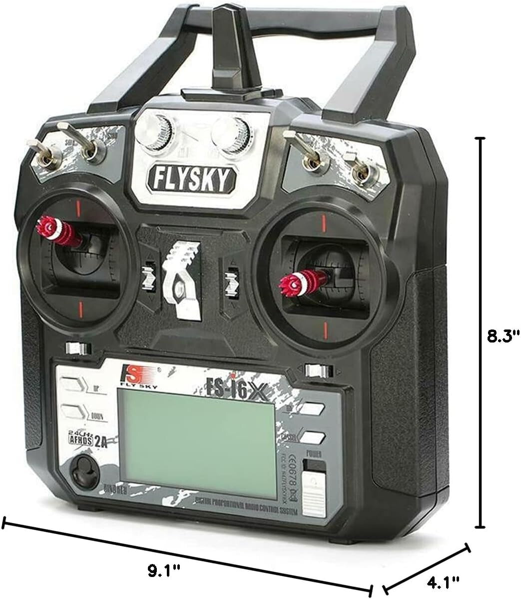 FS-i6X Drone & RC Boat Transmitter - 10 Channels with LCD Display & Omni Antenna