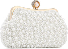 Load image into Gallery viewer, Handmade Pearl Evening Clutch with Detachable Straps - Elegant Wedding Accessory