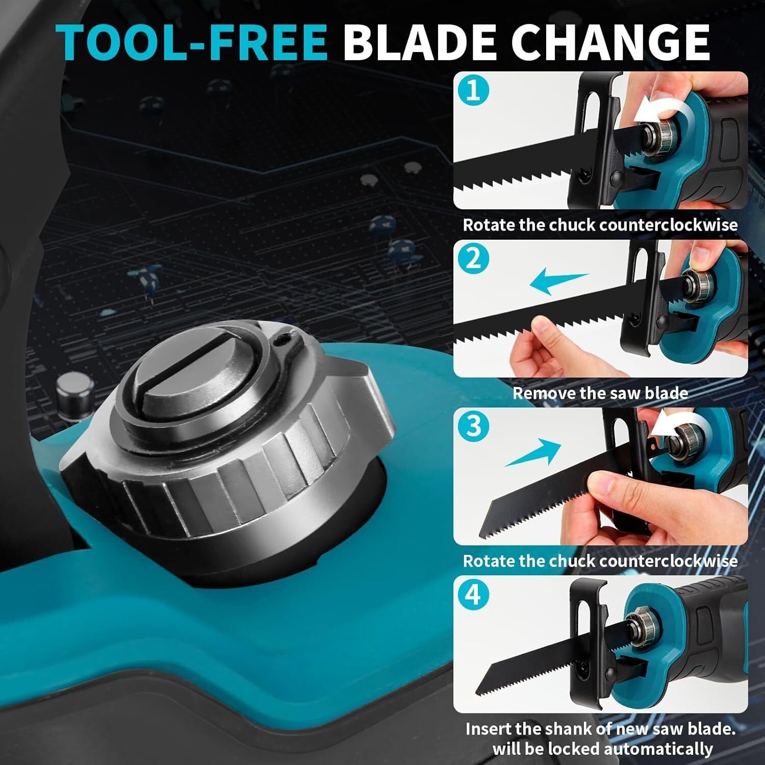 Lightweight 21V Brushless Reciprocating Saw - Cordless for Metal, Wood & PVC