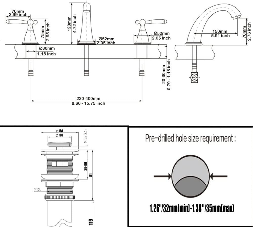 Elegant 2-Handle Brushed Nickel Bathroom Sink Faucet - Easy Install & Durable