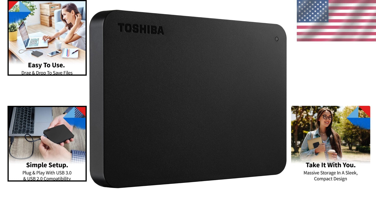 Compact 2TB USB 3.0 External HDD - Ideal for Gaming, Business & Personal Use