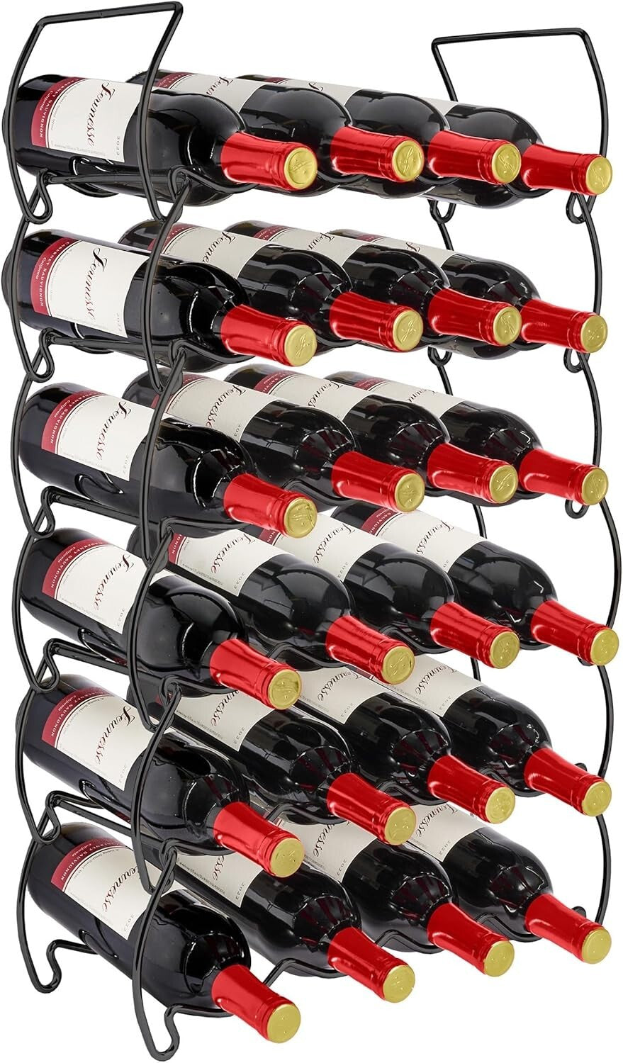 Durable 6-Tier Stackable Wine Rack for Kitchen, Bar: 24 Bottle Capacity