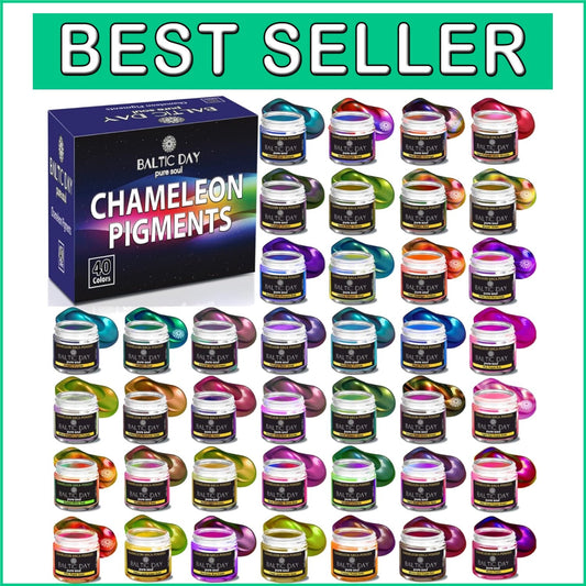 40-Piece Chameleon Mica Powder Set for Epoxy Resin Artistry – Holographic Colors