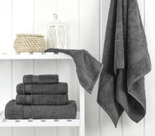 Load image into Gallery viewer, Charcoal Grey 6-Piece Luxury Bath Linen Set - 100% Cotton Super Absorbent