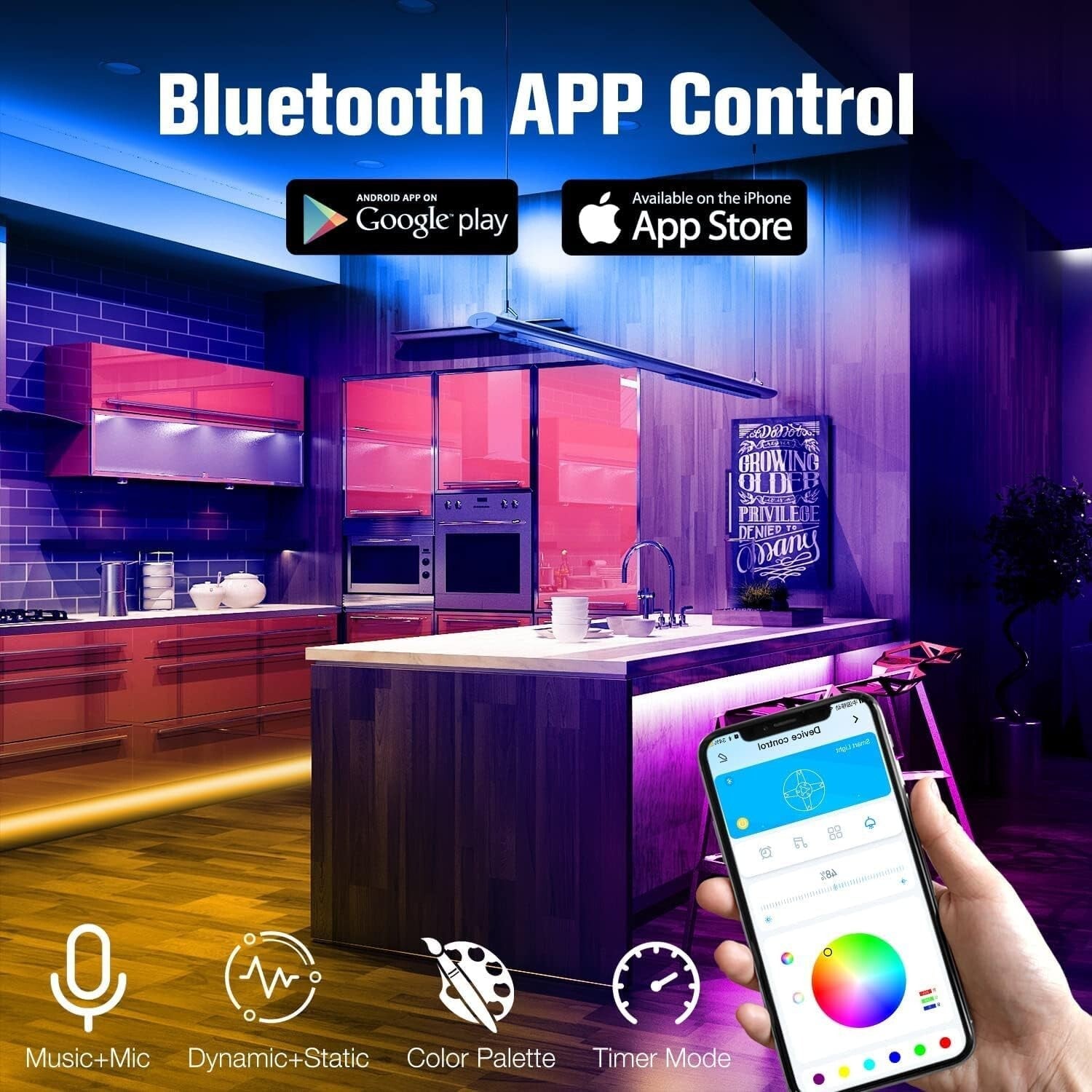 Creative LED Strip Lights 400ft - Music Sync & Timer for Fun Bedroom Decoration