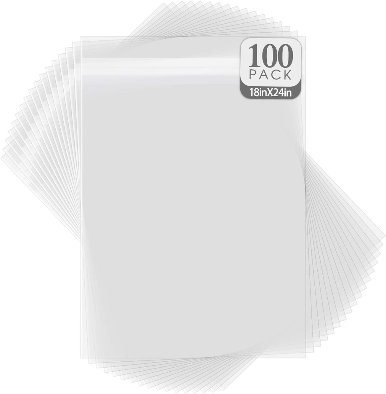 18 3/8 x 24 1/8 Crystal Clear Storage Bags - 100 Pack for Artwork Protection