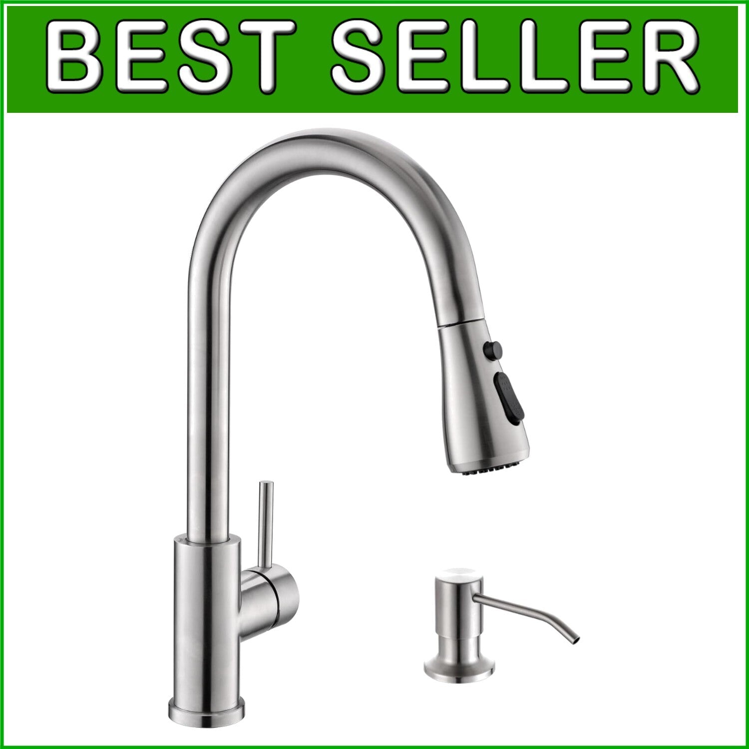 Durable Pull Down Kitchen Faucet & Soap Dispenser Combo - Easy Install 304 SS