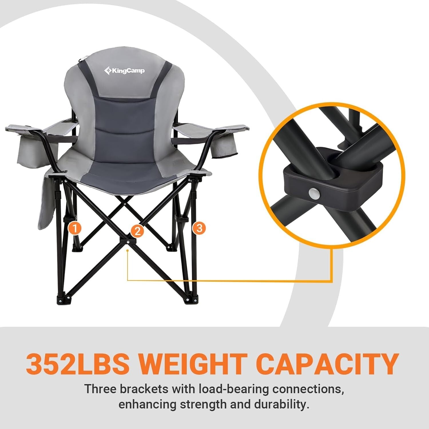 Portable Oversized Chair with Lumbar Support & Cooler Bag for Camping Comfort