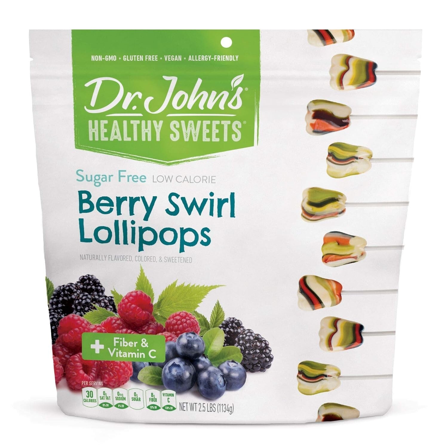 Dr. John’s Sugar-Free Keto-Friendly Lollipops – 150 Count Berry Swirl Delights