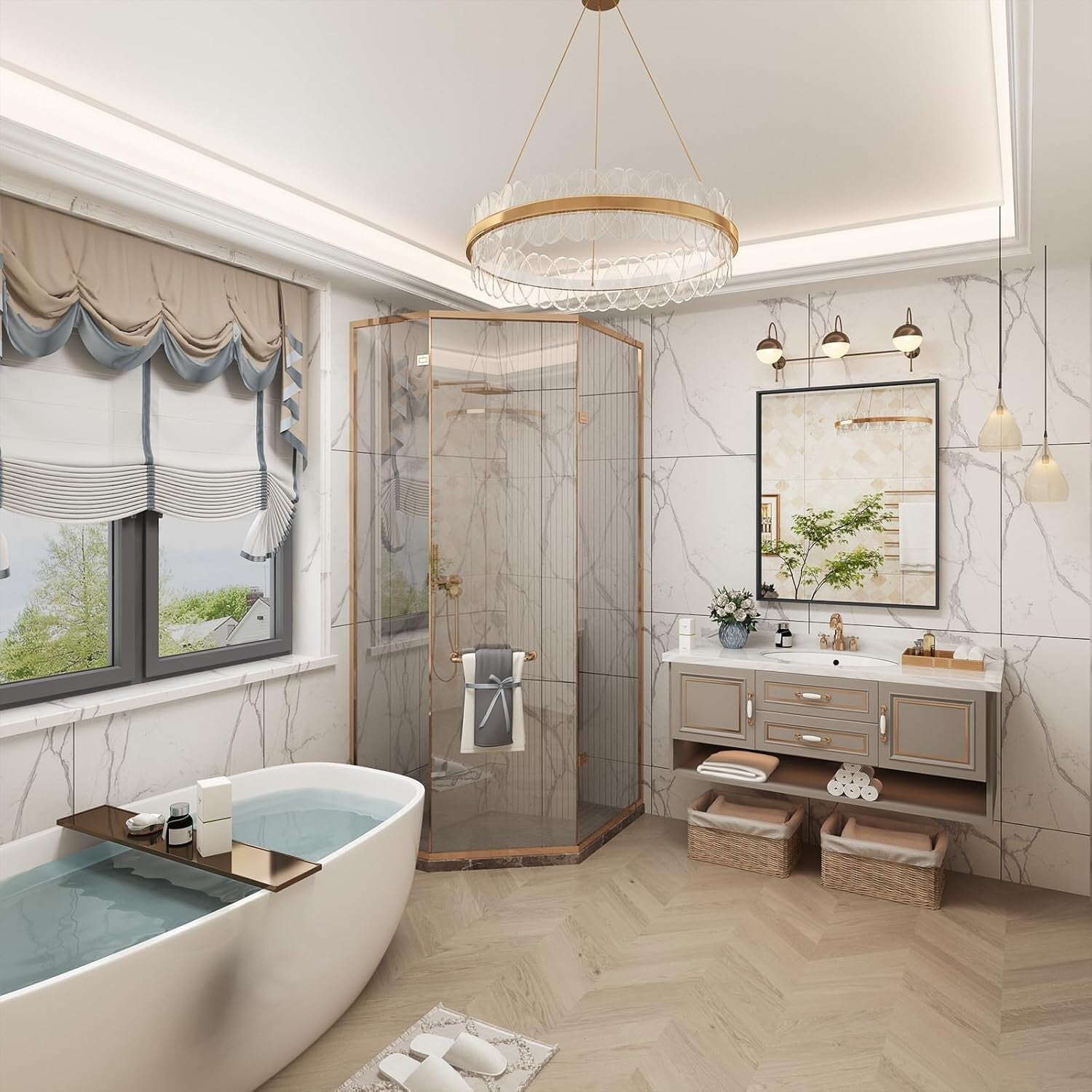 Elegant 40x30 Matte Black Wall Mirror - Anti-Rust, Tempered Glass, Easy Install