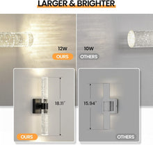 Load image into Gallery viewer, 16W Black and Crystal LED Wall Sconce Set - Sophisticated Illumination for Home