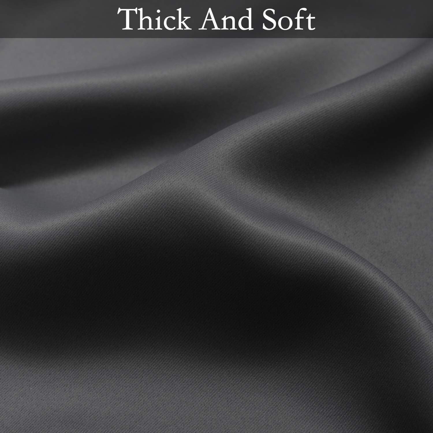 Soft Gradient Black and Grey Grommet Curtains, 2 Panels 52x72 - Noise Reduction