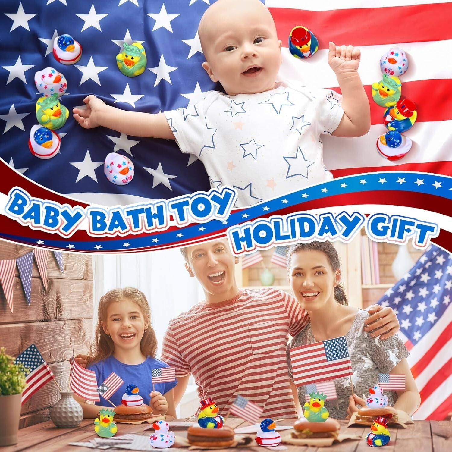Portable 72-Piece Rubber Duck Set - Perfect for Kids' Independence Day Fun