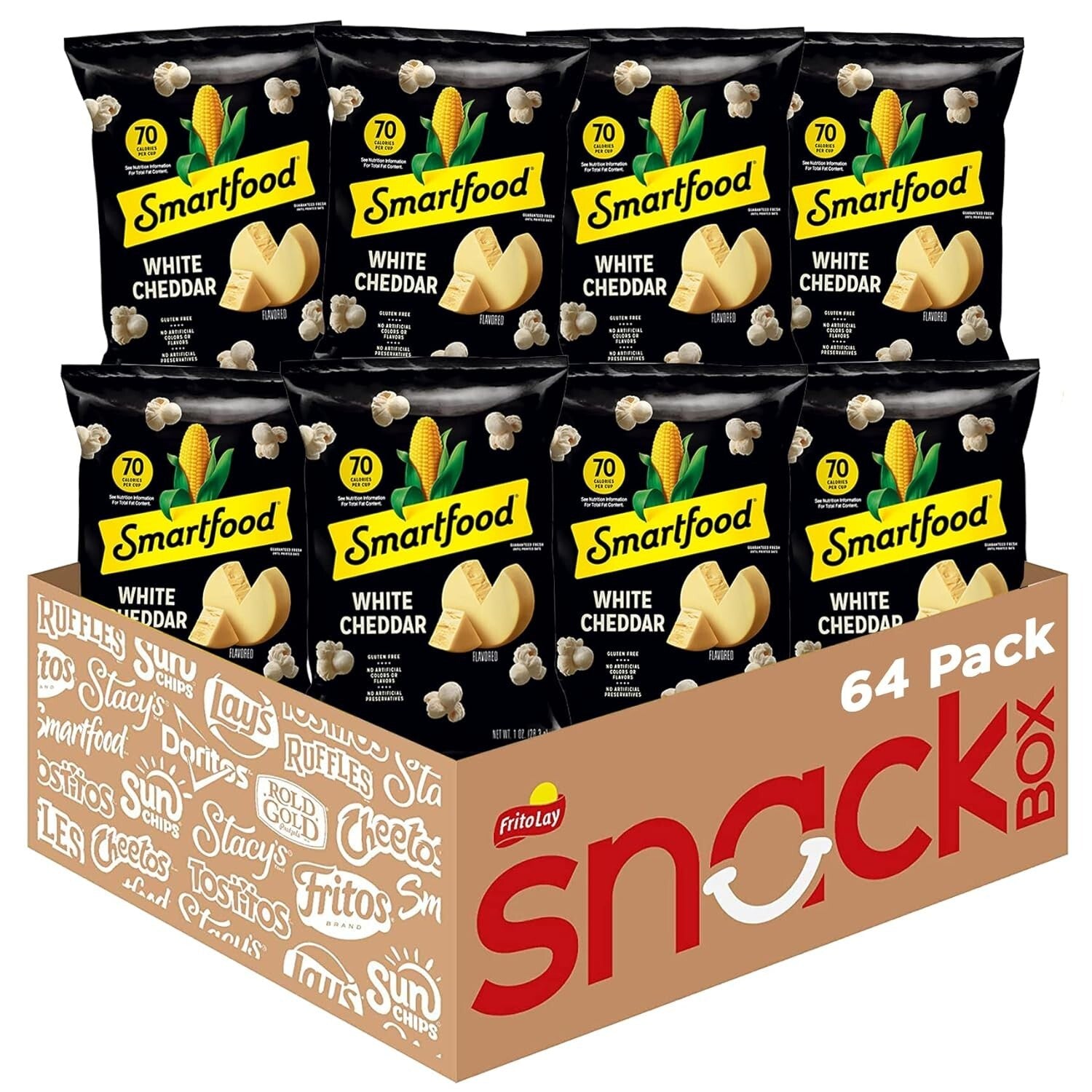 1 Ounce Pack of 64 White Cheddar Popcorn Bags - Perfect for Travel Snacking