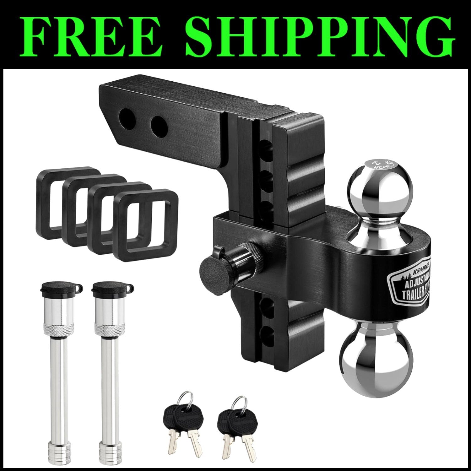 High-Strength 6" Adjustable Tow Hitch for RVs & Trailers - Locking Pin Included