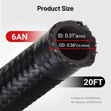 Load image into Gallery viewer, Versatile 6AN Fuel Line Kit - 20FT Nylon Braided Hose, Maximum Pressure 750psi