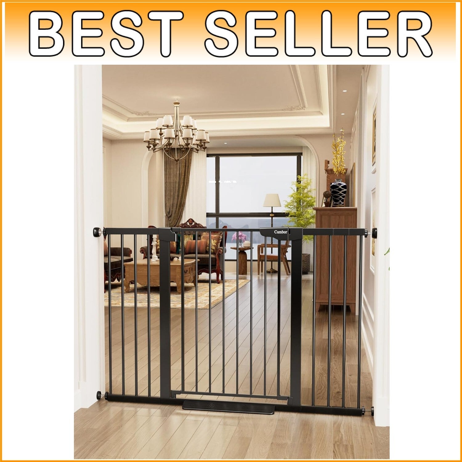 36-Inch Extra Tall Pressure-Mounted Gate - Ideal for Homes with Babies and Dogs