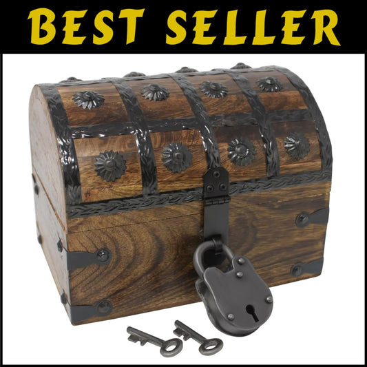 Decorative Pirate Chest with Skeleton Key - Ideal for Imaginative Play & Storage