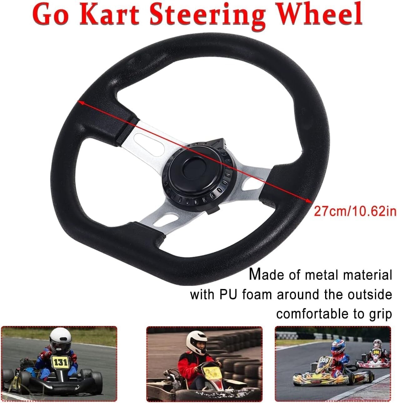 Complete Go-Kart Brake and Throttle Pedals with Steering Wheel Kit, 71" Cable