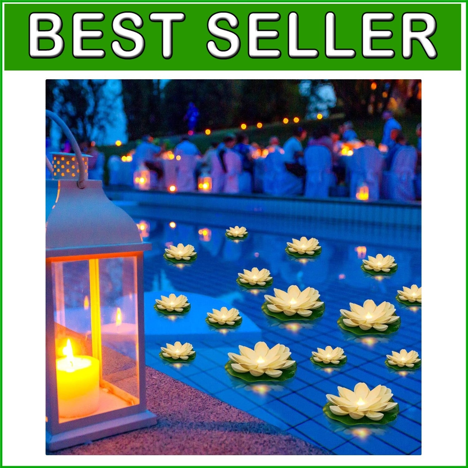 Battery Operated Lotus Floating Lights - Enchanting Garden Decor Set of 24