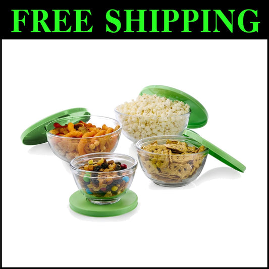 Multi-Size Glass Mixing Bowl Set with Lids - Perfect for Baking and Storage