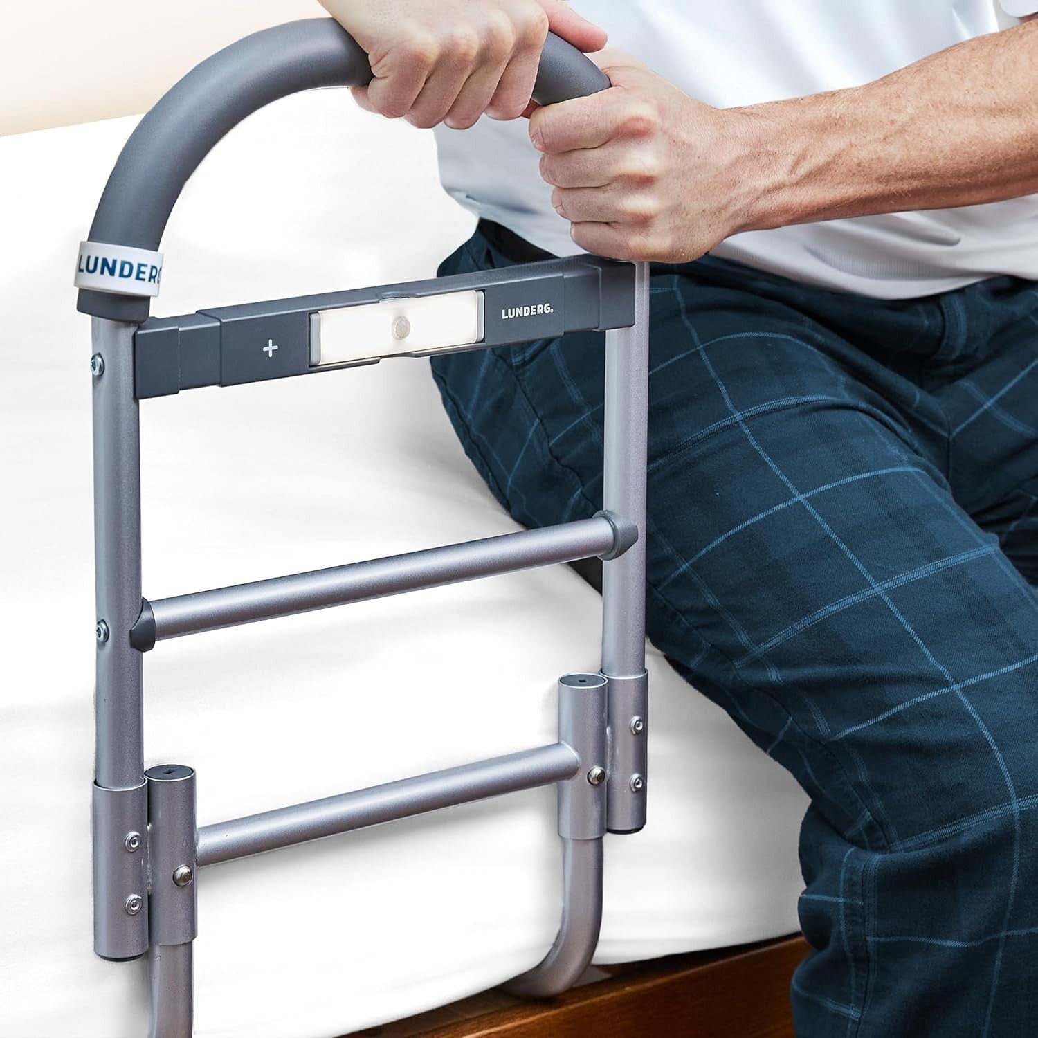 Ergonomic Bed Grab Rail with Motion Light - Ideal for Elderly & Surgery Patients