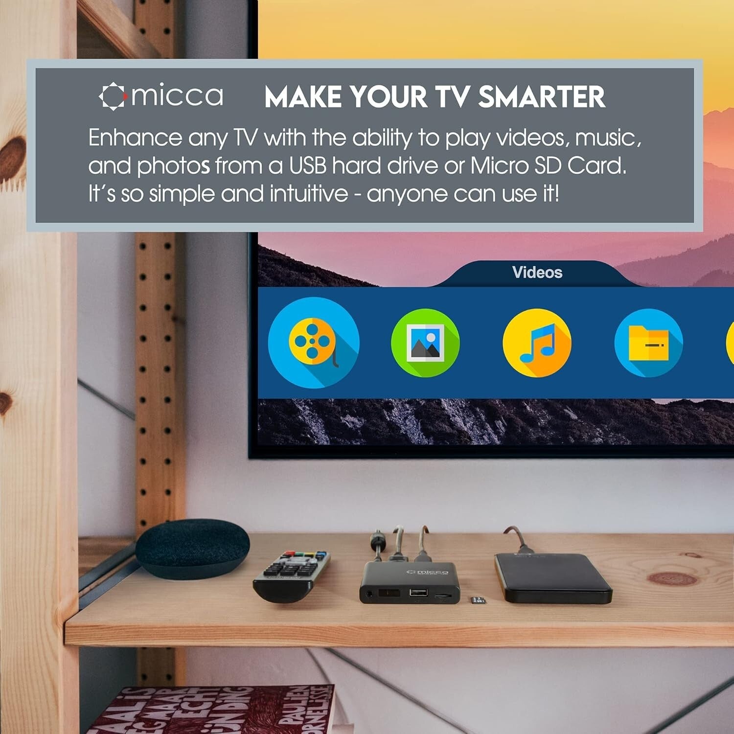 Versatile 4K Media Player with USB & MicroSD Support - Perfect for Signage